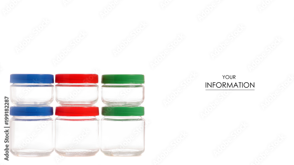 Glass empty jar color with a lid pattern Glass empty jar color with a lid pattern