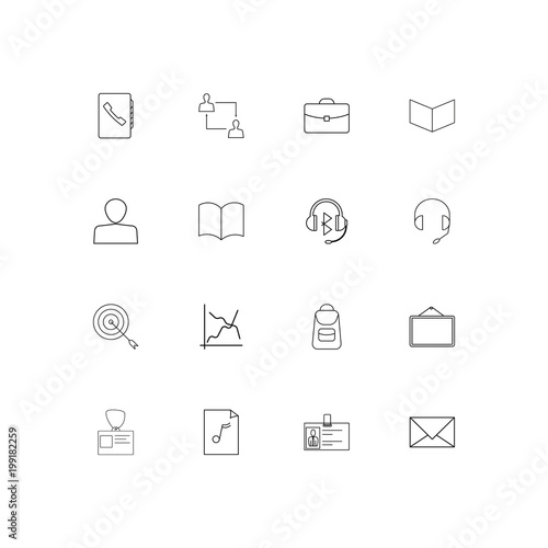 Office simple linear icons set. Outlined vector icons © Birgul