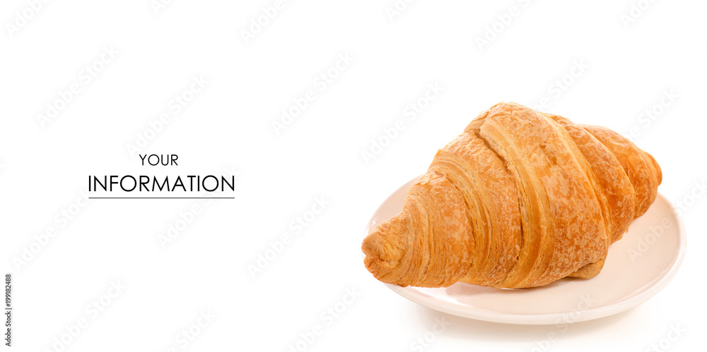 Croissant on a white plate pattern Croissant on a white plate pattern