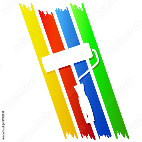 Bunte Wand mit vier Streifen - Maler Logo