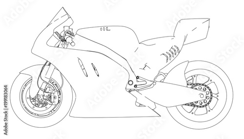 Motorcycle sketch. 3d illustration