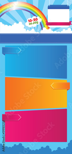Kid Template with colorful blocks for text, vector background photo