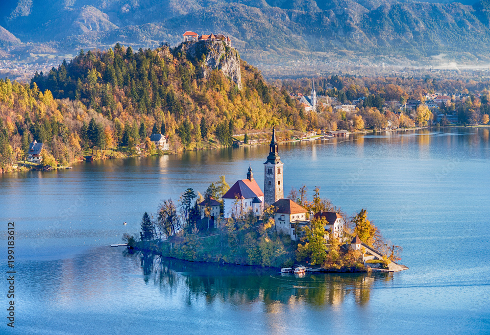 Lake Bled and the church in Slovenia