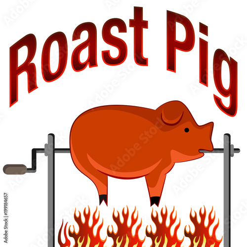 Roasted Pig Cartoon and Text