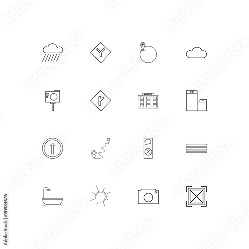 Travel simple linear icons set. Outlined vector icons