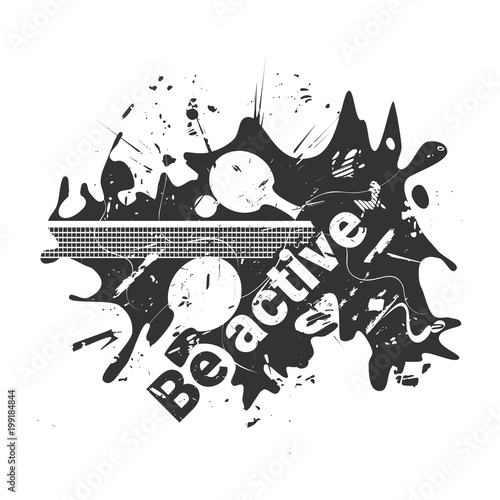 Ping-pong posters design. Grunge vector illustration