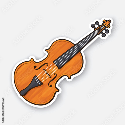 Sticker of classic wooden violin without a bow