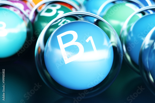 Foto Vitamin B1, on black background