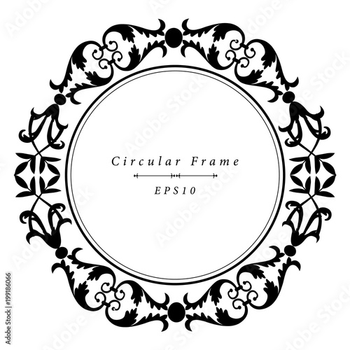 Ornamental antique frame in circular shape
