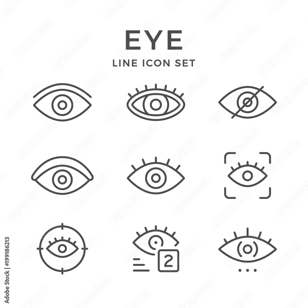 Set line icons of eye Set line icons of eye