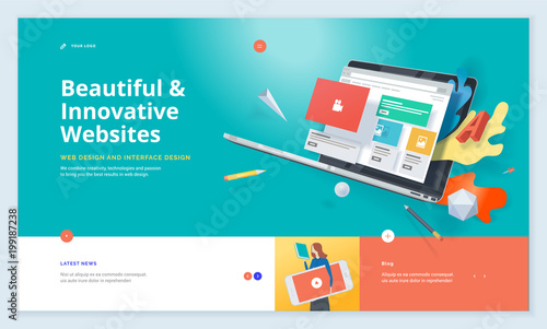 Effective website template design. Modern flat design vector illustration concept of web page design for website and mobile website development. Easy to edit and customize.