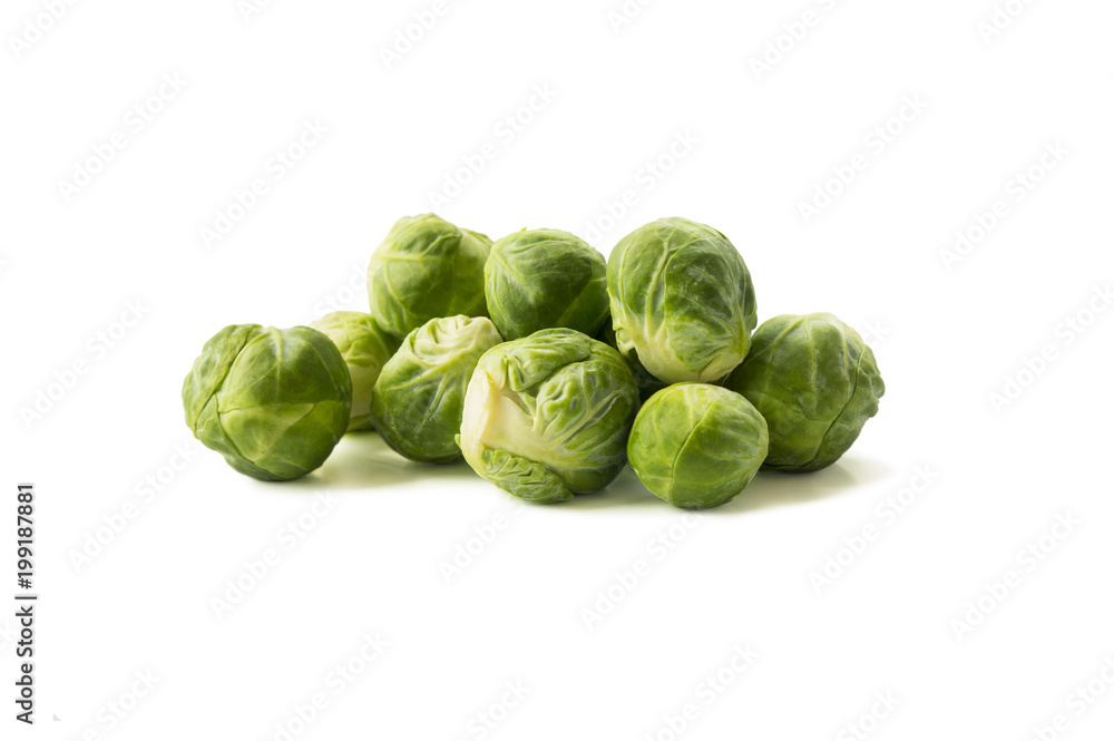 Brussels sprouts cabbage isolated on a white. Brussels sprouts cabbage on a white background. Cabbage with copy space for text. Brussels sprouts cabbage isolated on a white. Brussels sprouts cabbage on a white background. Cabbage with copy space for text.