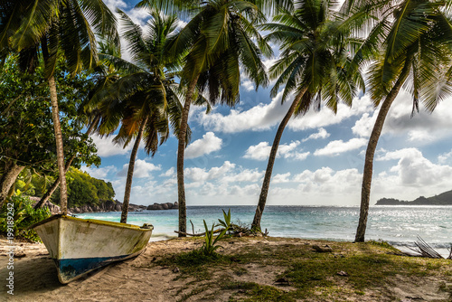 Old wooden boat on a tropical coast