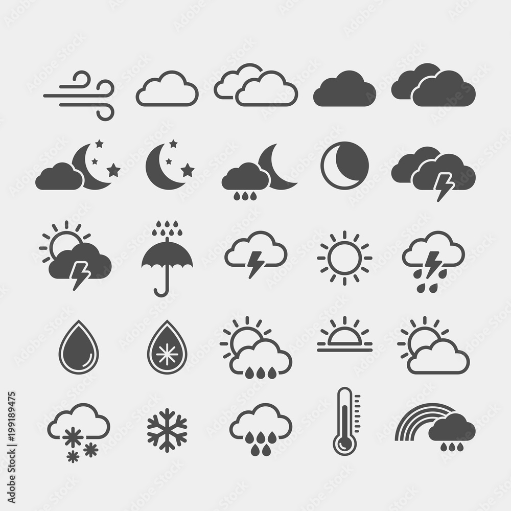 Weather flat vector icons set Weather flat vector icons set