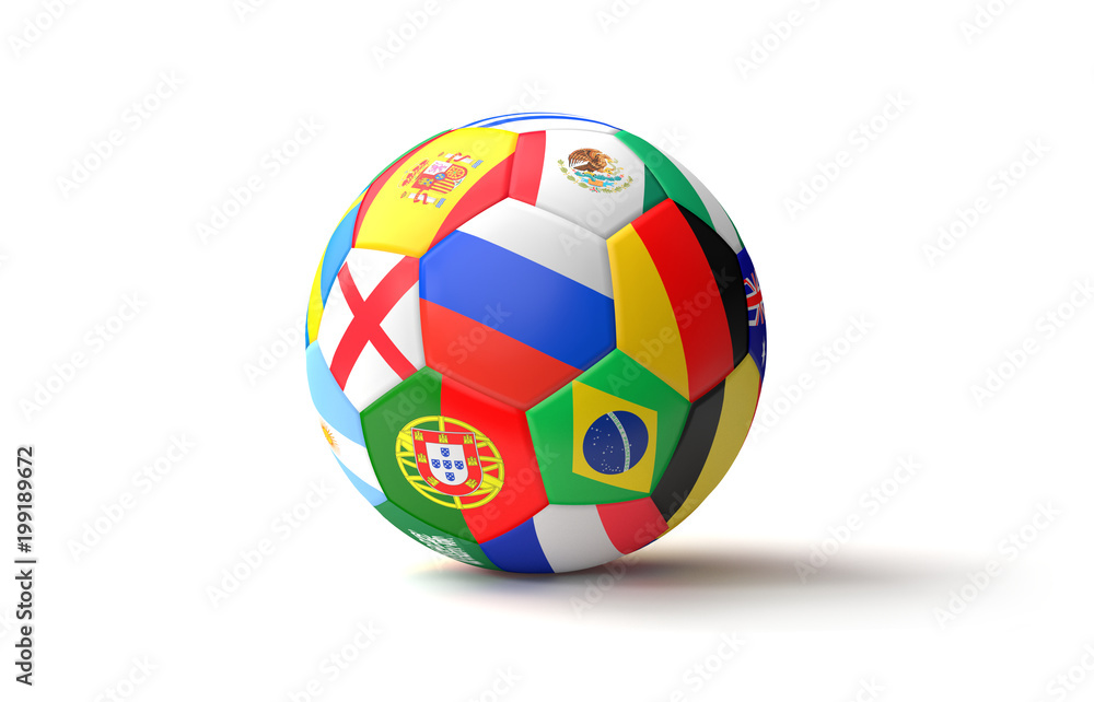 Obraz premium soccer ball flags 3d rendering