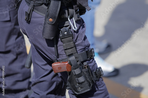 Details of the security kit of a police officer