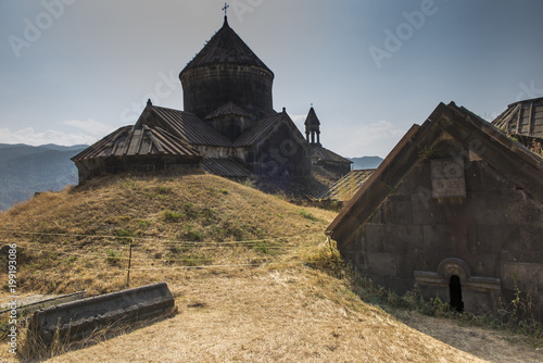 Haghpat Monastery, in Armenia, world heritage site by Unesco. Church of St. Nshan with the entrance to the book depository in the monastery complex Haghpat photo