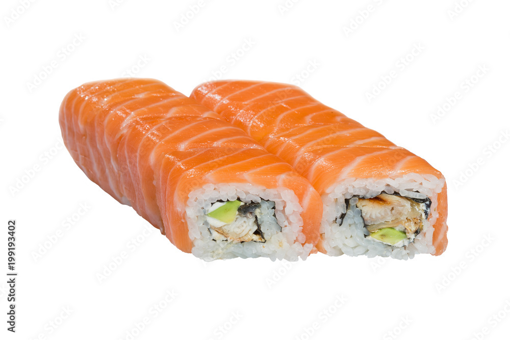 rolls, sushi lined on a white background, Japanese food, rice and fish, vegetables and wasabi rolls, sushi lined on a white background, Japanese food, rice and fish, vegetables and wasabi