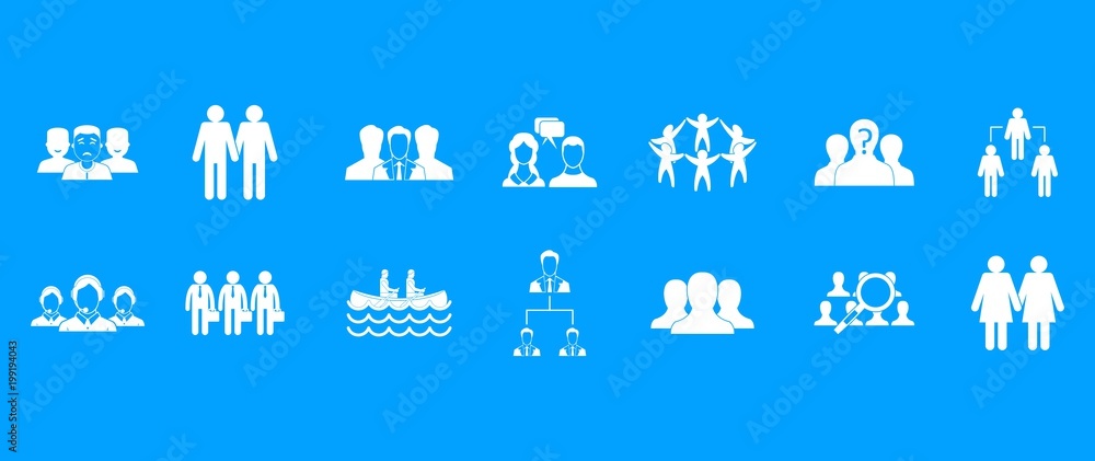 People group icon blue set vector People group icon blue set vector
