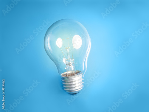 Lightbulb in blue fluid