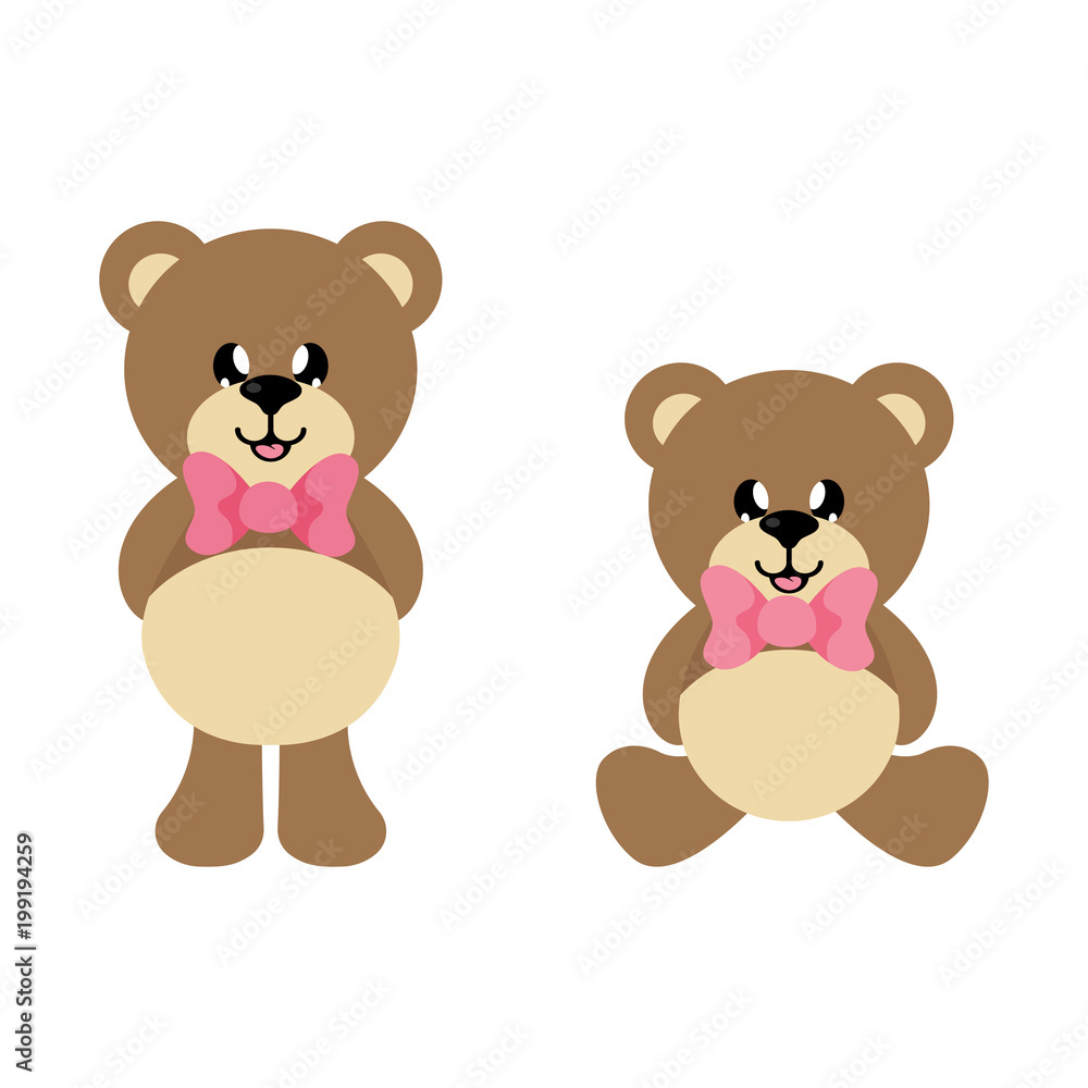 cartoon bear with tie and bear sittiing set cartoon bear with tie and bear sittiing set