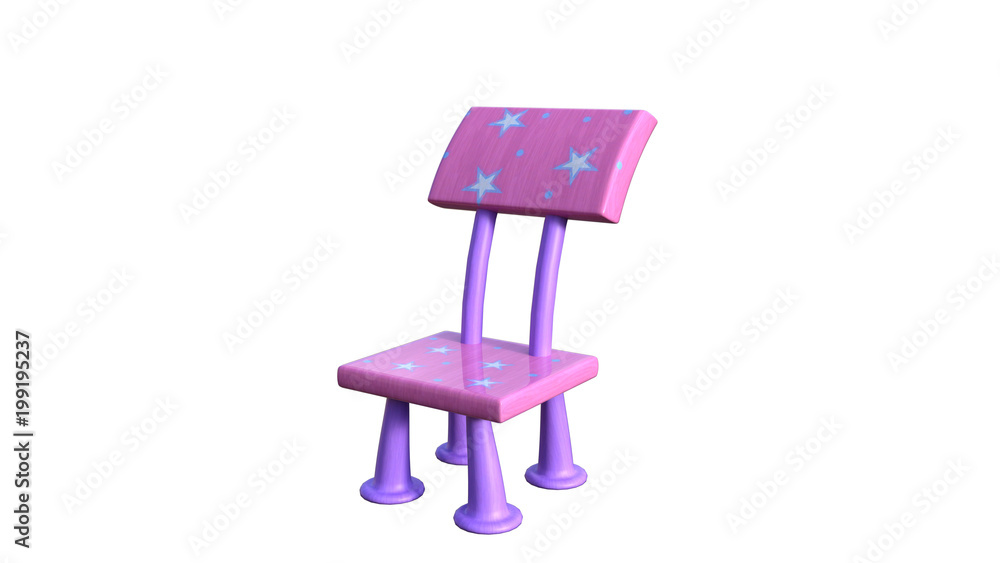 view of one small children's colorful chair. Pink color view of one small children's colorful chair. Pink color