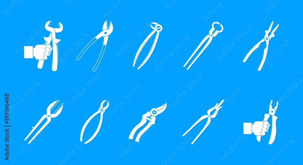 Fototapeta premium Pliers icon blue set vector