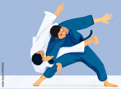 Two judokas in combat