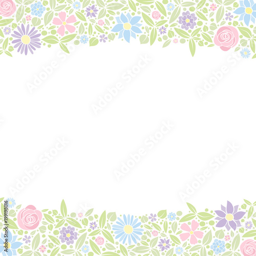 Concept of a flyer with spring flowers. Background with copyspace. Vector.