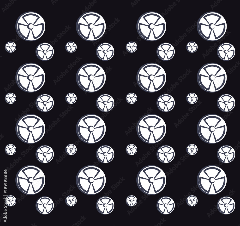 nuclear symbols background, black and white design. vector illustration nuclear symbols background, black and white design. vector illustration