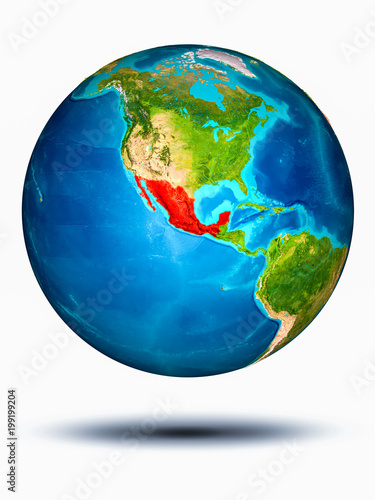 Mexico on Earth with white background