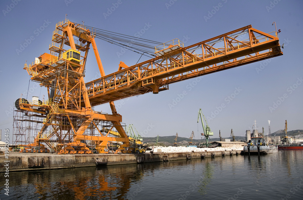 Big industrial crane at a harbor 