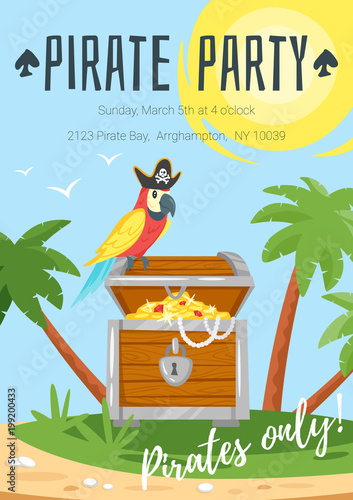 Pirate kid party poster template