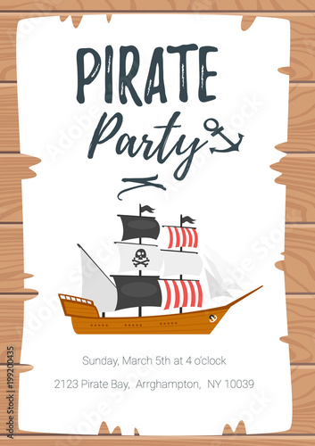 Pirate kid party poster template