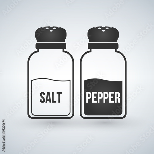 salt and pepper shakers flat design vector icon isolated on white.