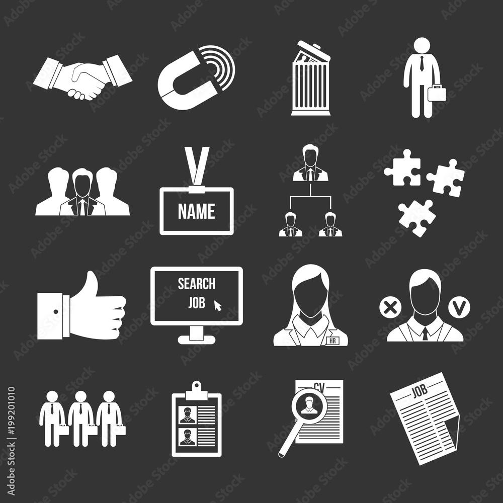 Human resource management icons set grey vector Human resource management icons set grey vector