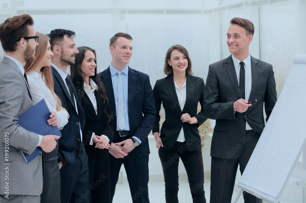 businessman pointing pen on blank Board for presentation businessman pointing pen on blank Board for presentation