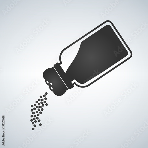 Salt shaker icon in flat style isolated on white background. Baking and cooking ingredient. Vector illustration