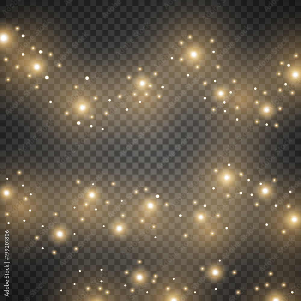 Light glow effect, star bursts, golden color Light glow effect, star bursts, golden color