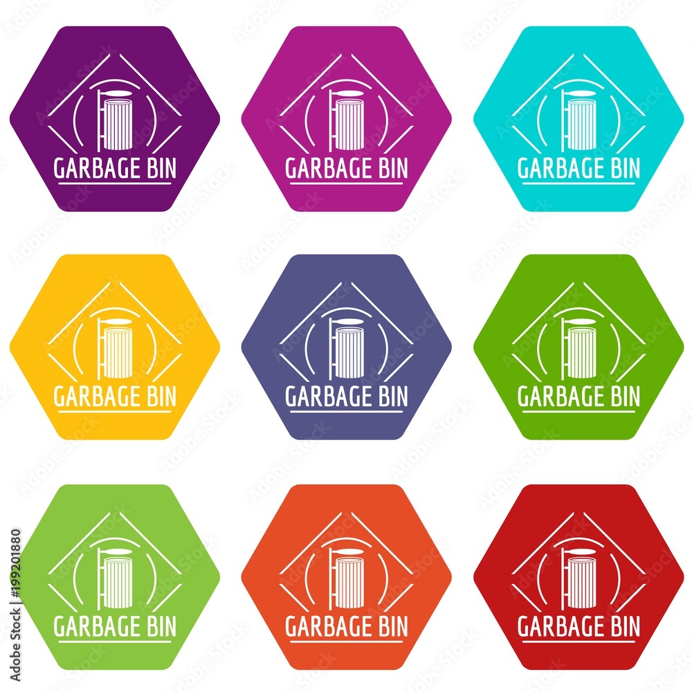 Bin icons set 9 vector
