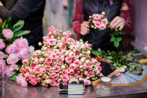 Amazingly beautiful pink and champagne colour little roses