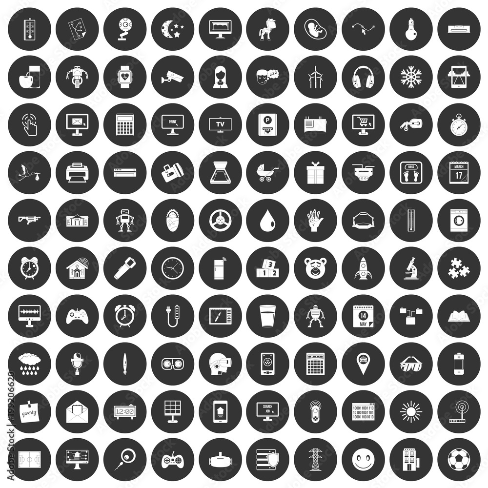 100 app icons set black circle 100 app icons set black circle
