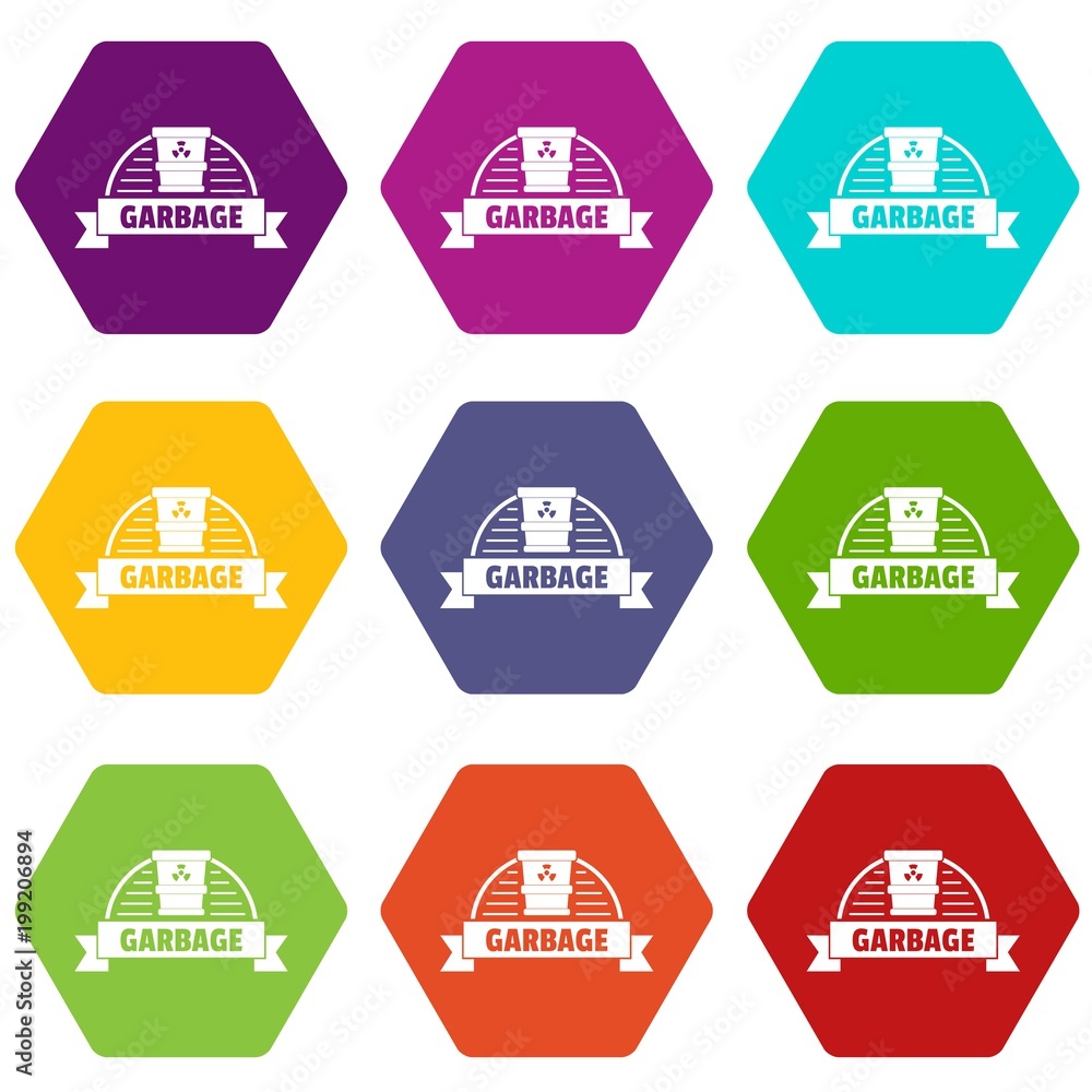 Garbage icons set 9 vector