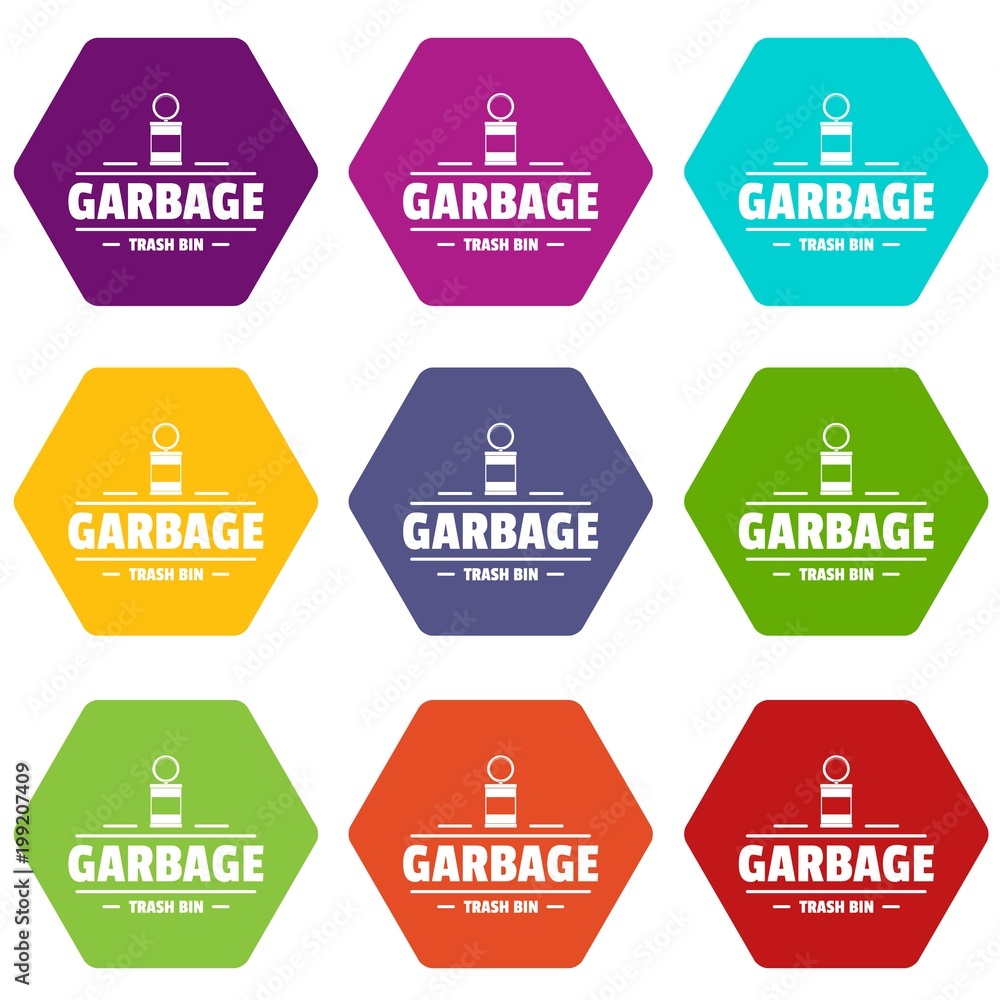 Bin trash garbage icons set 9 vector Bin trash garbage icons set 9 vector