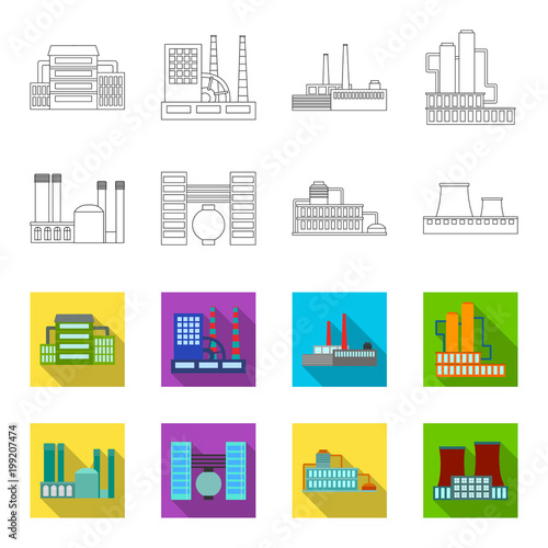 Industry, production.Factory set collection icons in outline,flet style vector symbol stock illustration web.