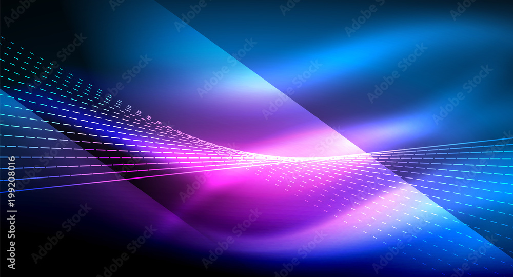Smooth light effect, straight lines on glowing shiny neon dark background. Energy technology idea Smooth light effect, straight lines on glowing shiny neon dark background. Energy technology idea