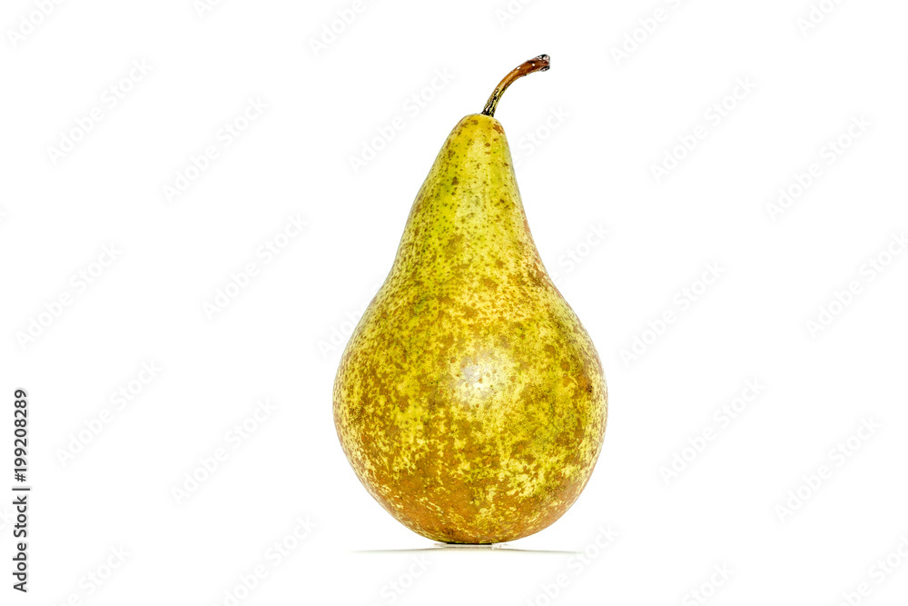 Green whole pear isolated on white background
