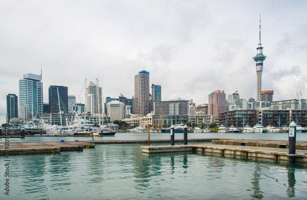 Scenery view of Viaduct Harbour in the central of Auckland, New Zealand.