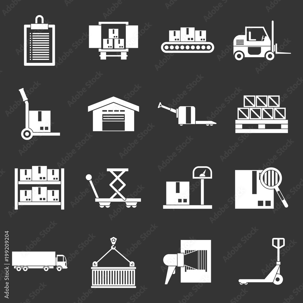 Logistic icons set grey vector Logistic icons set grey vector