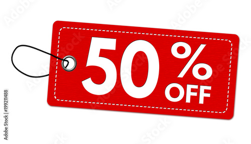 Special offer 50% off label or price tag